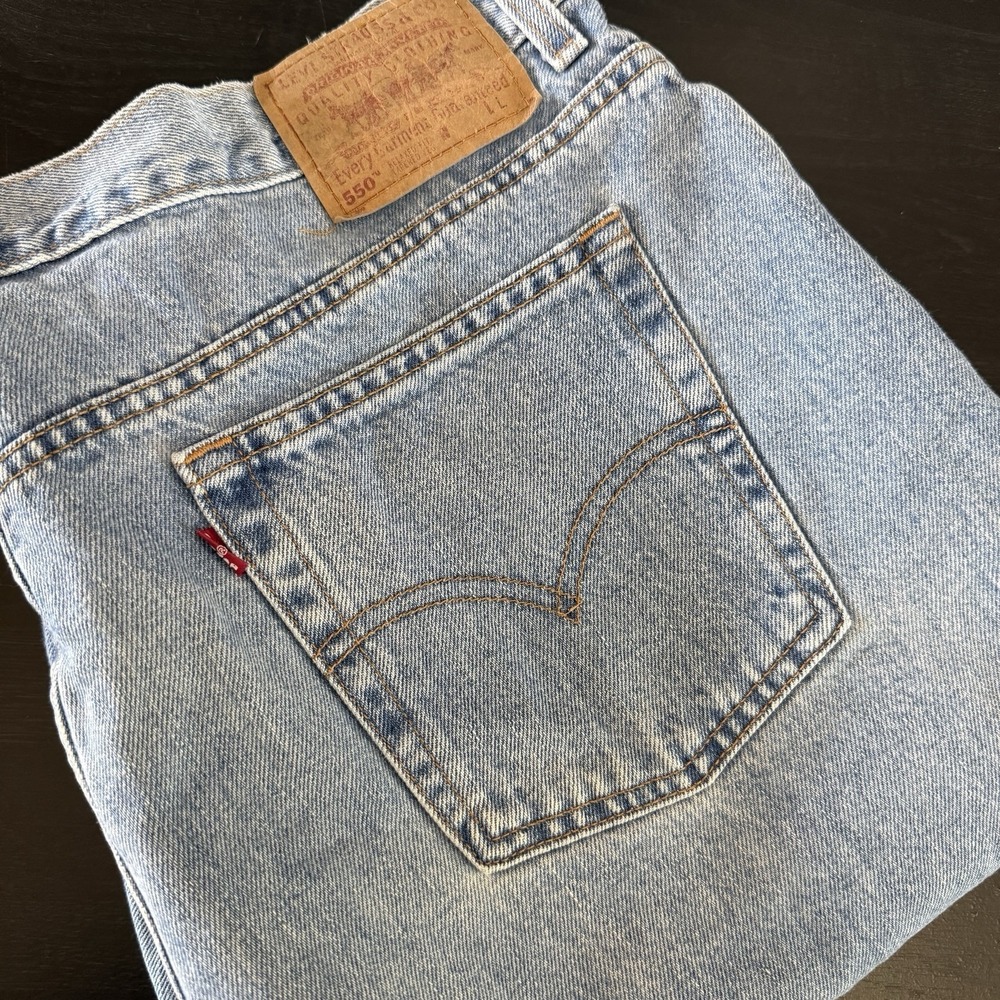 Vintage Womens Levis 550 Relaxed Tapered Baggy 100% Cotton 20W 38x32 Jeans Light